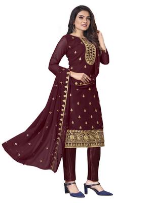 Maroon embroidered georgette salwar 2