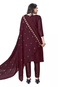 Maroon embroidered georgette salwar