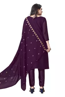 Purple embroidered georgette salwar