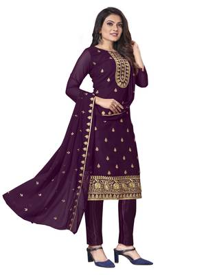 Purple embroidered georgette salwar 3