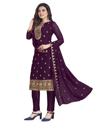 Purple embroidered georgette salwar 4