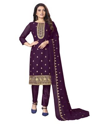 Purple embroidered georgette salwar 1