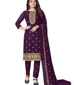 Purple embroidered georgette salwar