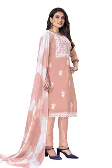 Peach embroidered cotton salwar