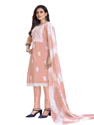 Peach embroidered cotton salwar 4