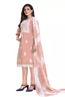 Peach embroidered cotton salwar