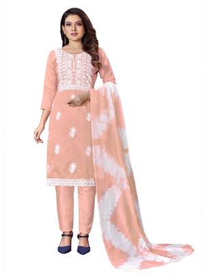 Peach embroidered cotton salwar 1