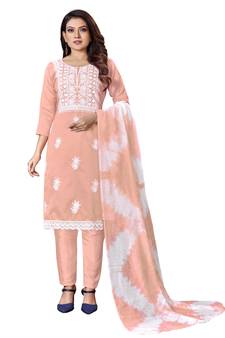 Peach embroidered cotton salwar