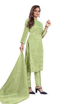Green embroidered organza salwar
