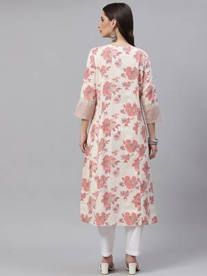 Cream printed cotton ethnic-kurtis 3