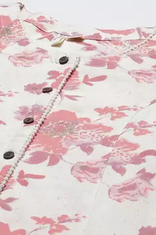 Cream printed cotton ethnic-kurtis