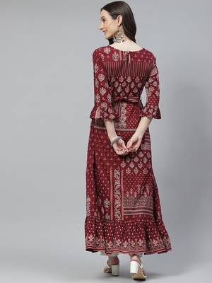 Maroon printed rayon ethnic-kurtis 3