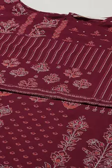 Maroon printed rayon ethnic-kurtis