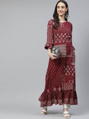 Maroon printed rayon ethnic-kurtis 5
