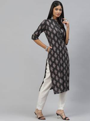 Black printed cotton ethnic-kurtis 2