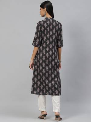 Black printed cotton ethnic-kurtis 3