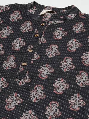 Black printed cotton ethnic-kurtis 4
