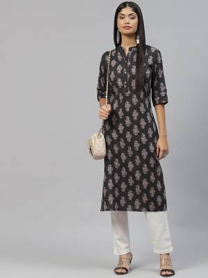 Black printed cotton ethnic-kurtis 5