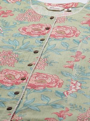 Olive printed cotton ethnic-kurtis 4