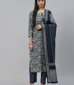Grey zari chanderi silk salwar