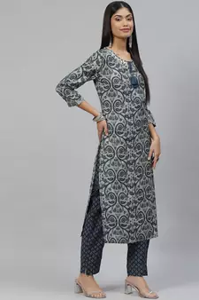 Grey zari chanderi silk salwar