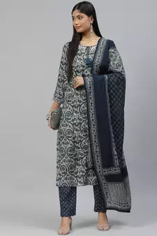 Grey zari chanderi silk salwar
