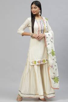 Cream gotta patti cotton salwar