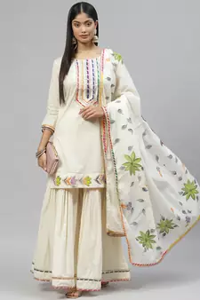 Cream gotta patti cotton salwar