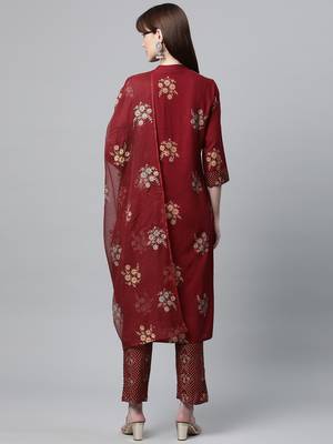 Maroon floral print rayon salwar 3