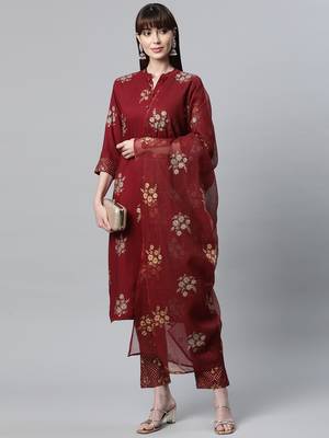 Maroon floral print rayon salwar 4