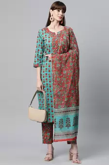 Dark-green gotta patti cotton salwar