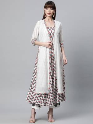 White floral print cotton salwar 1