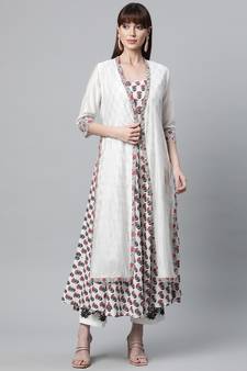 White floral print cotton salwar