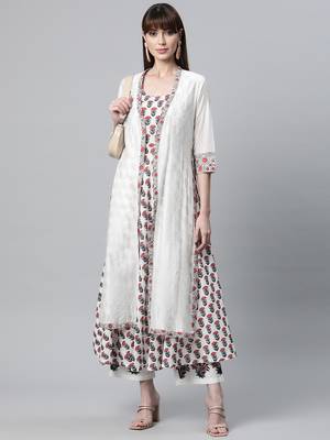 White floral print cotton salwar 3
