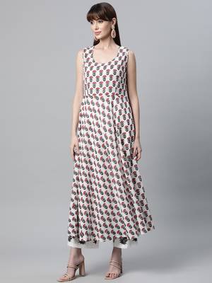 White floral print cotton salwar 4