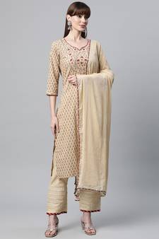 Beige gotta patti cotton salwar