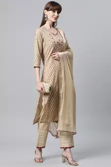 Beige gotta patti cotton salwar