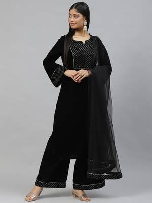 Black sequins velvet salwar 1