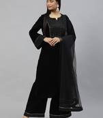 Black sequins velvet salwar
