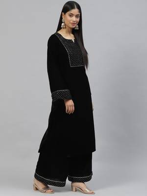 Black sequins velvet salwar 2