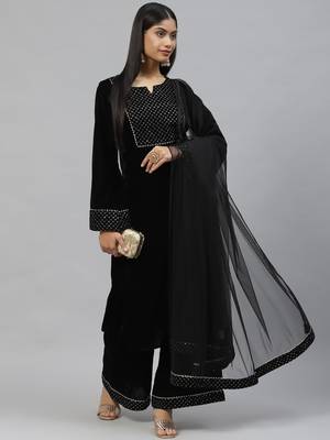 Black sequins velvet salwar 4