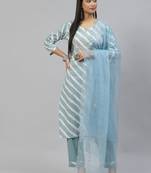 Sky-blue gotta patti cotton salwar