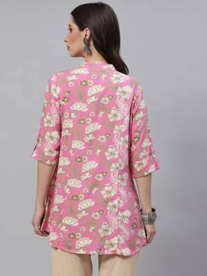 Pink printed viscose rayon tunics 3