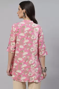 Pink printed viscose rayon tunics