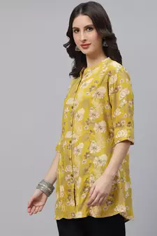 Mustard printed viscose rayon tunics