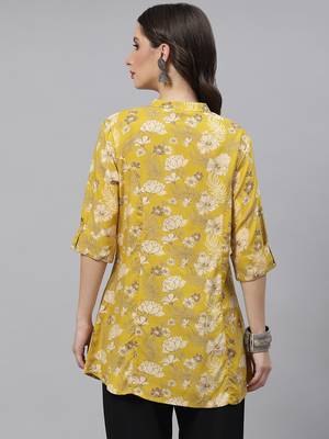 Mustard printed viscose rayon tunics 4
