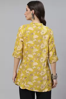 Mustard printed viscose rayon tunics