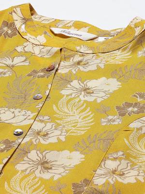 Mustard printed viscose rayon tunics 5