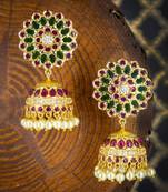 Gold cubic zirconia jhumkas