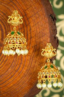 Gold pearl jhumkas